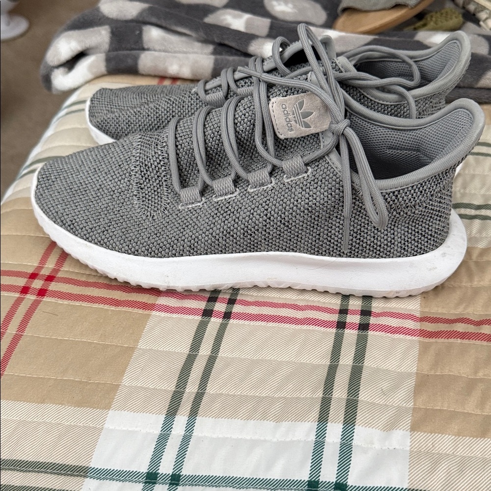 adidas Women’s Gray Knit Lace-Up Sneakers - Picture 2 of 3